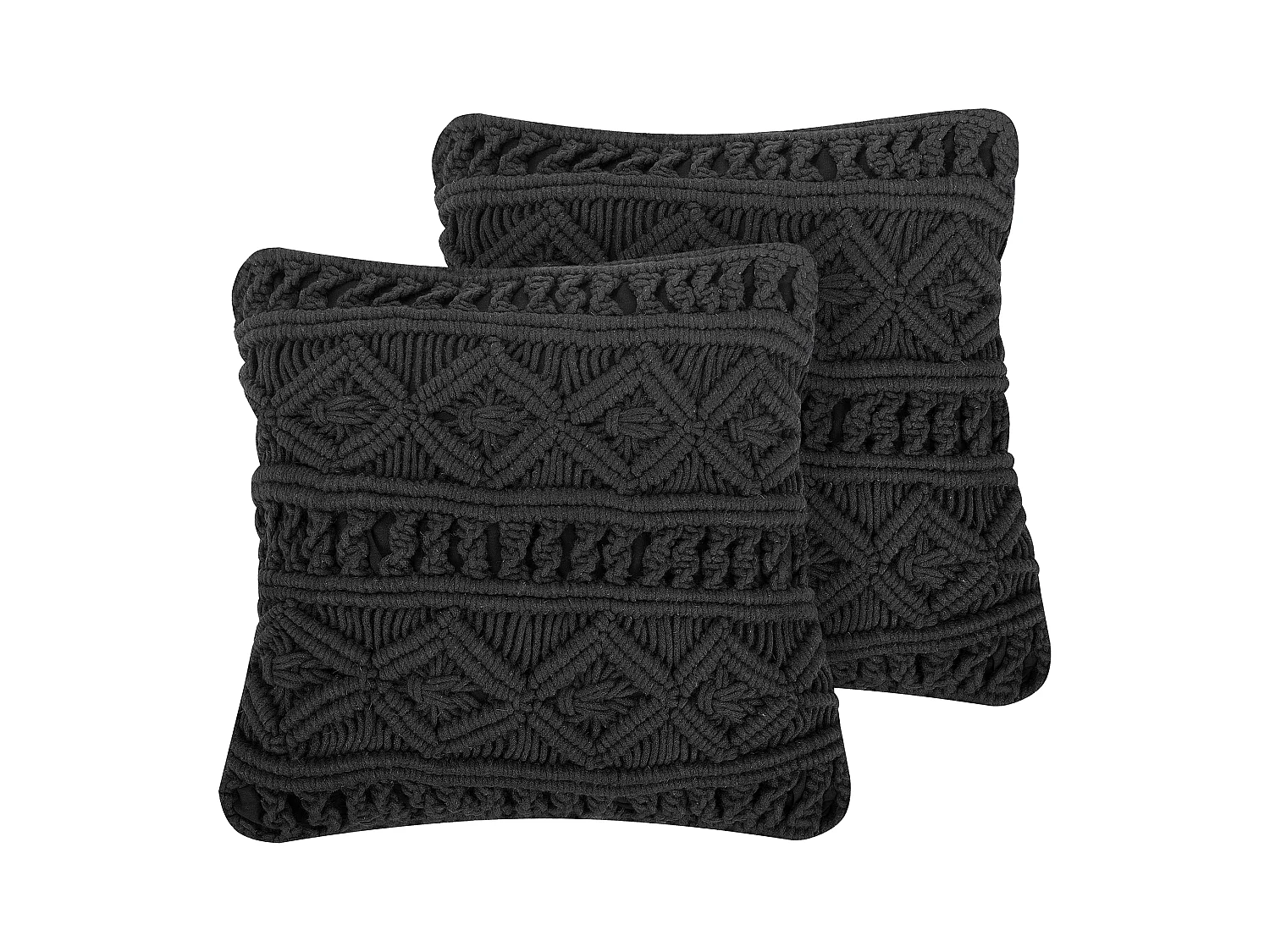 Lot de 2 coussins décoratifs MUDANYA Coton 45 x 45 cm Noir Motif géométrique
