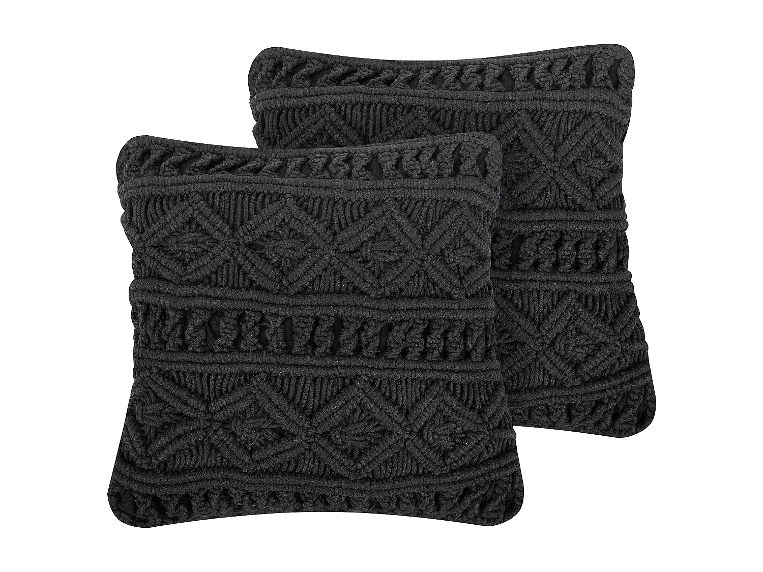 Lot de 2 coussins décoratifs MUDANYA Coton 45 x 45 cm Noir Motif géométrique