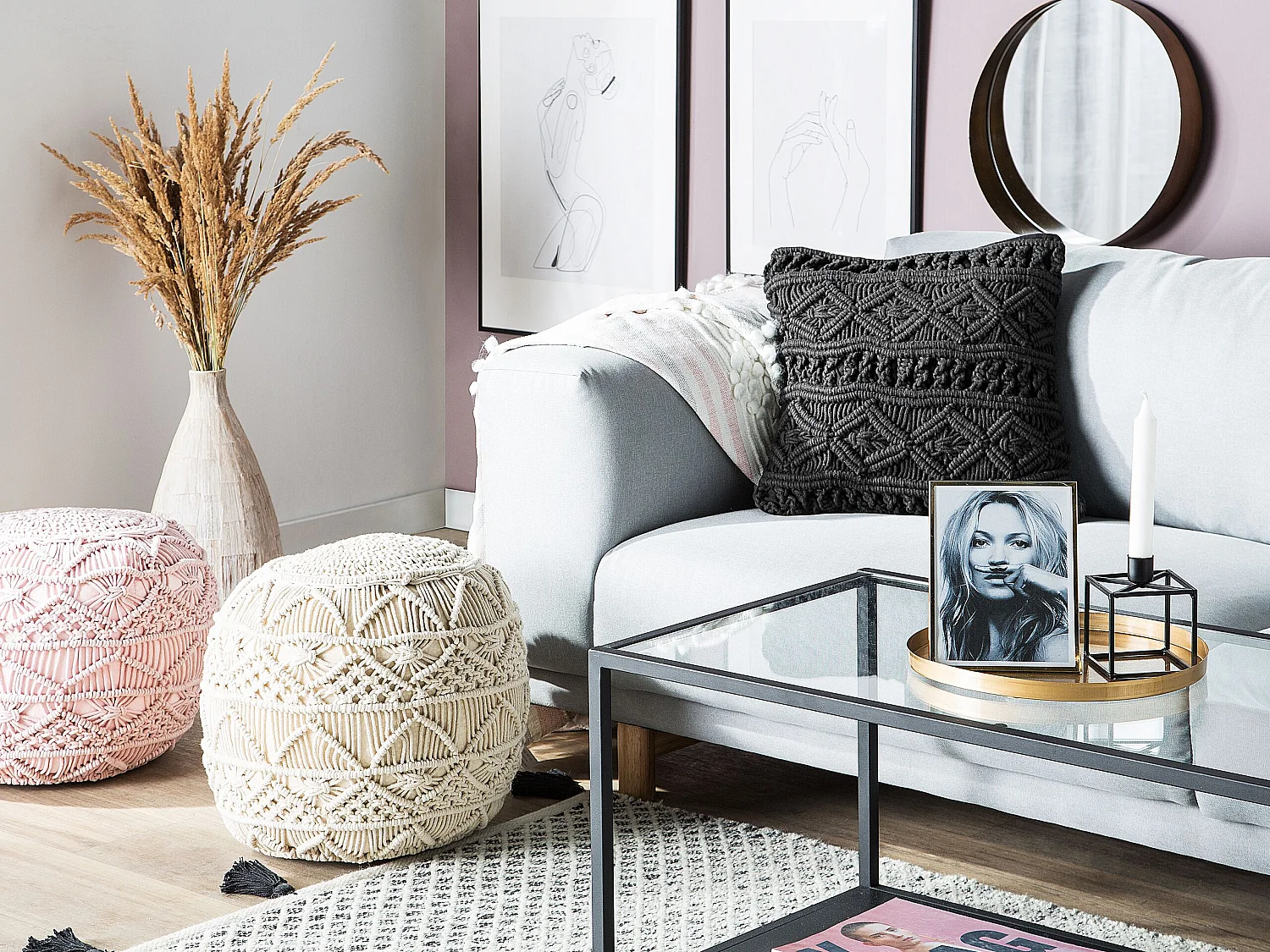 Lot de 2 coussins décoratifs MUDANYA Coton 45 x 45 cm Noir Motif géométrique