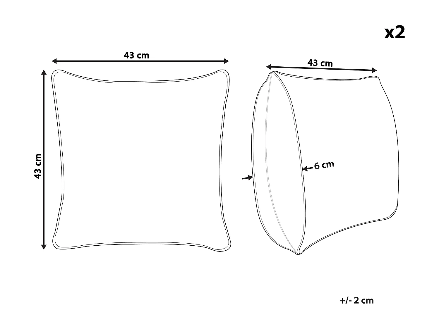 Dekokissen 2er Set CAMPANULA 43 x 43 cm Rot Ohne Muster