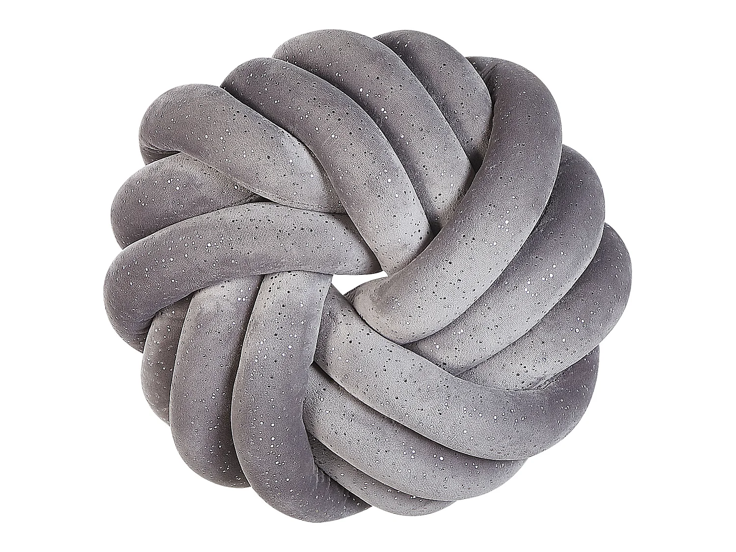Dekokissen Knotenoptik 30x30 cm Geflecht Samtstoff Glitzer Ovalform grau Akola
