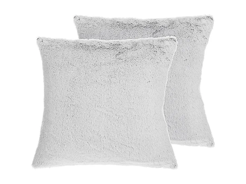 Lot de 2 coussins décoratifs CLEMATIS Fourrure synthétique 45 x 45 cm Gris clair Unicolore