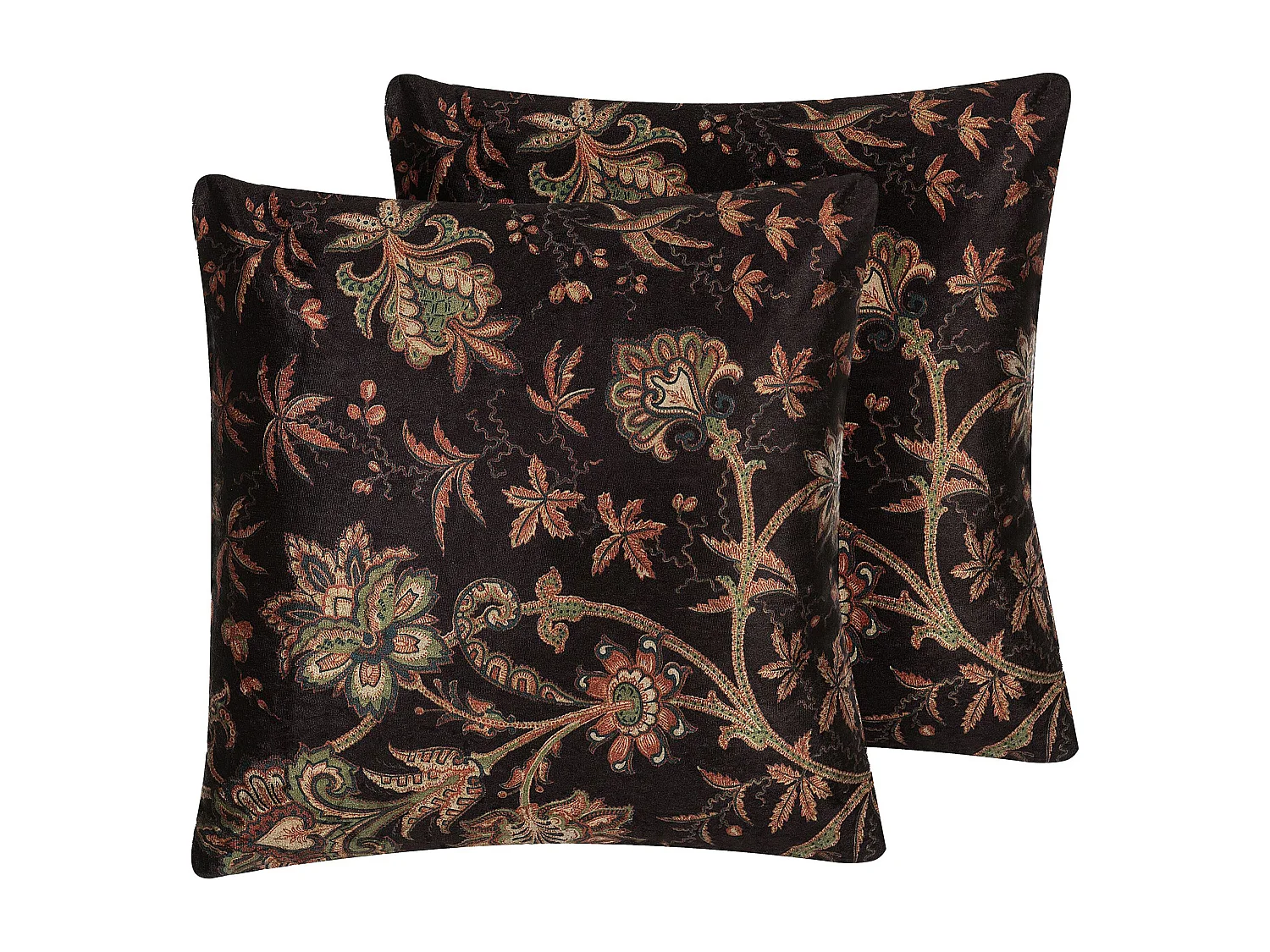 Lot de 2 coussins décoratifs KARUR Coton 45 x 45 cm Marron Motif floral
