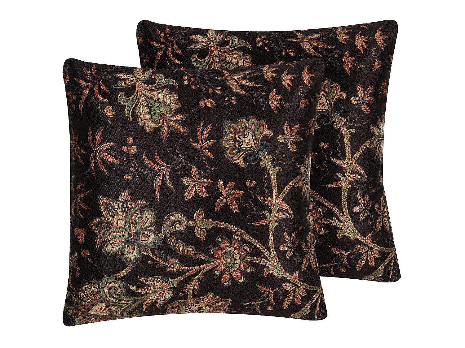 Lot de 2 coussins décoratifs KARUR Coton 45 x 45 cm Marron Motif floral