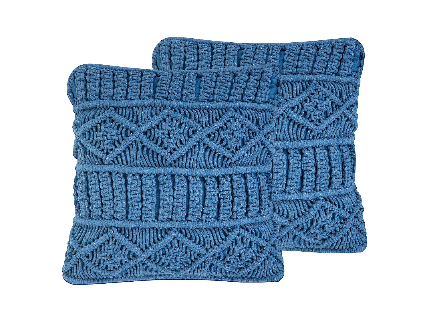 Lot de 2 coussins décoratifs KARATAS Coton 45 x 45 cm Bleu Motif géométrique