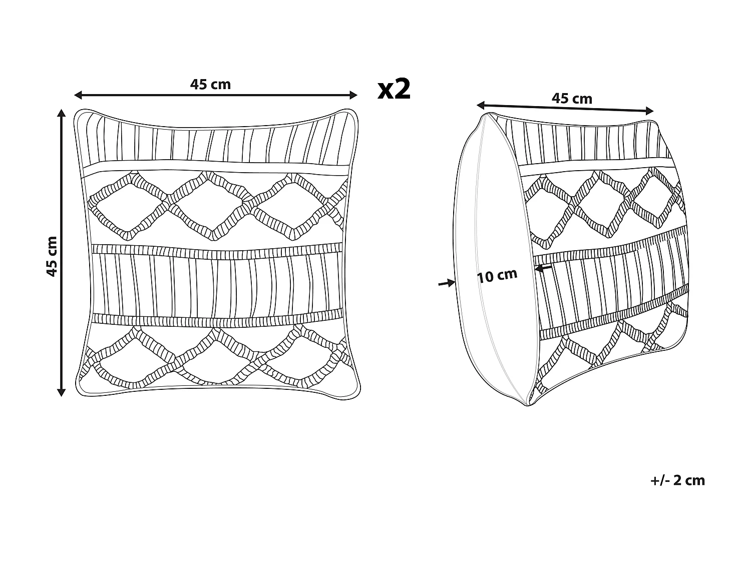 Lot de 2 coussins décoratifs KARATAS Coton 45 x 45 cm Bleu Motif géométrique