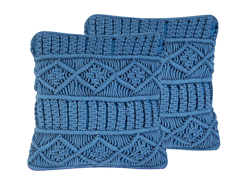 Dekokissen 2er Set KARATAS Baumwolle 45 x 45 cm Blau Geometrisches Muster