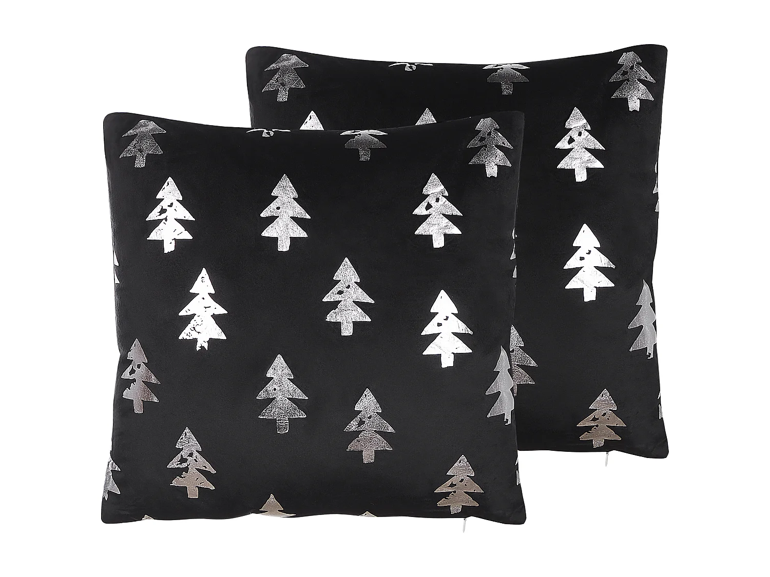 Dekokissen 2er Set CUPID Samtstoff 45 x 45 cm Schwarz Weihnachtsmotiv