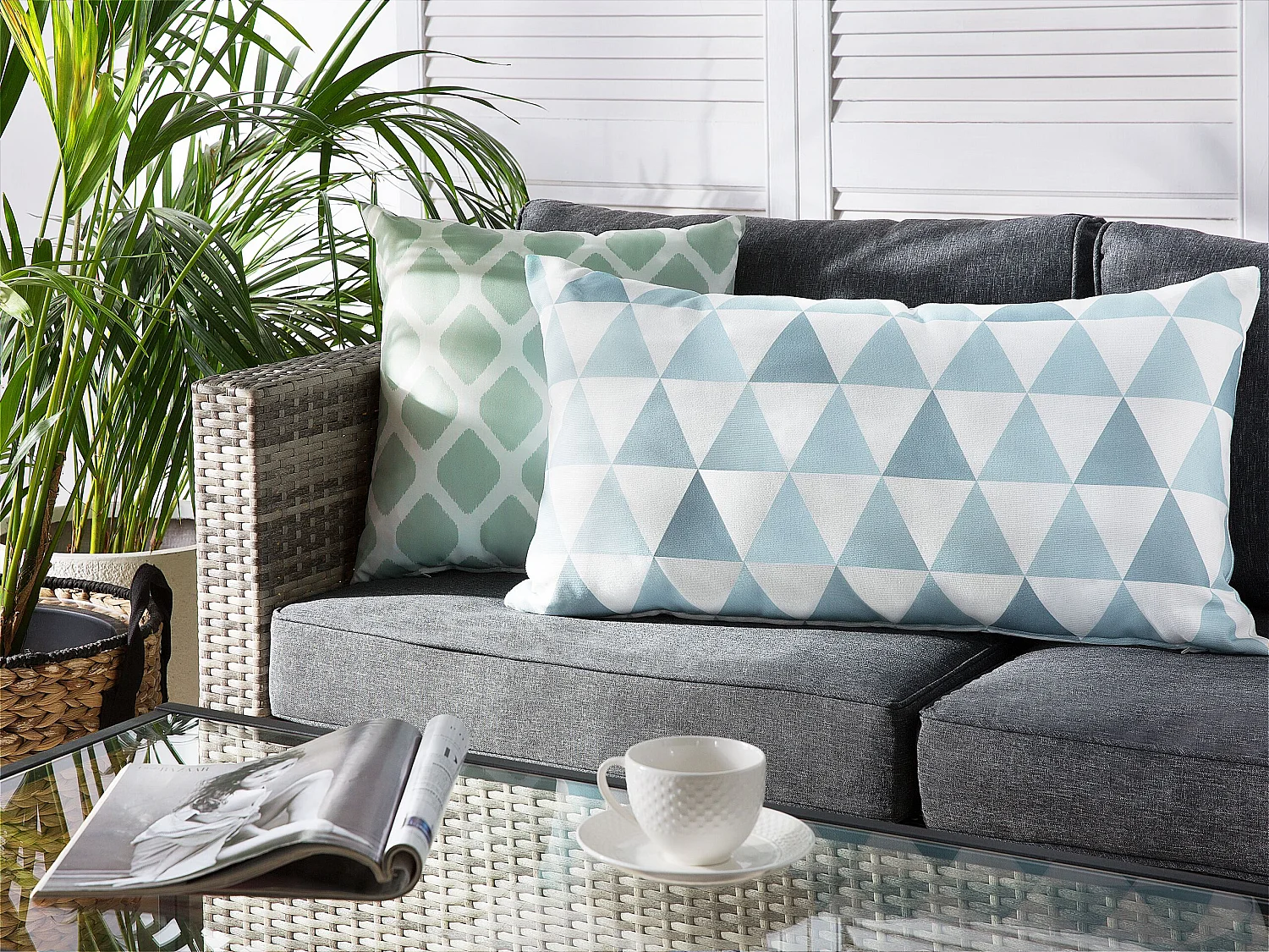 Tuinkussen TRIFOS Geometrisch patroon 40 x 70 cm Blauw