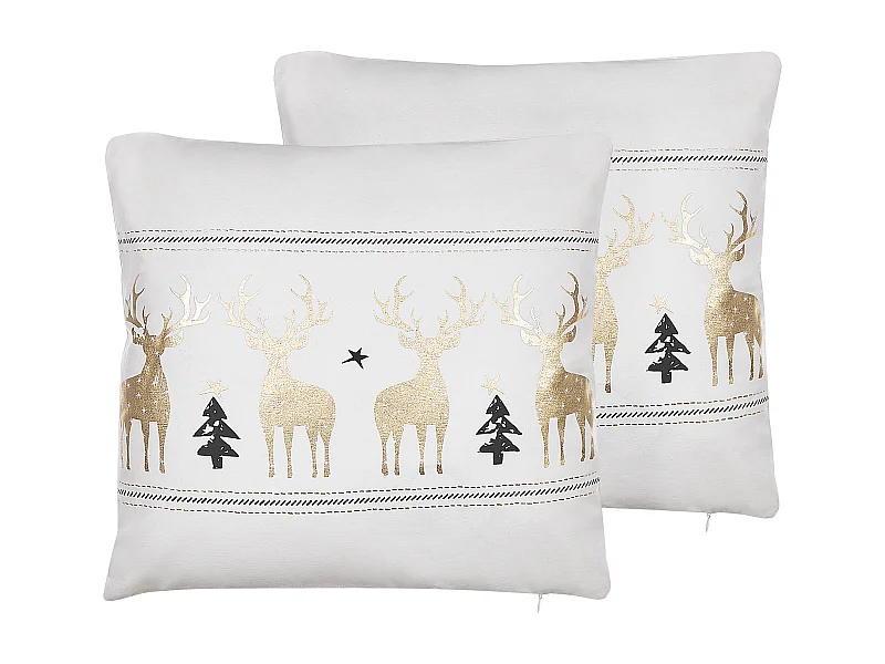 Set di 2 cuscini DONNER Cotone 45 x 45 cm Bianco Modello natalizio