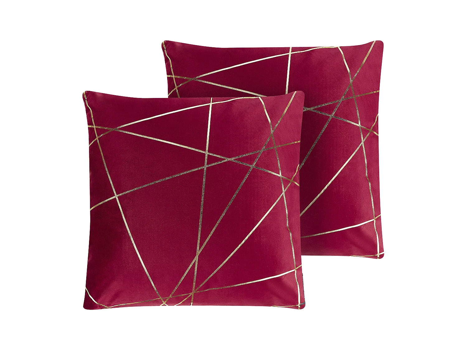 Lot de 2 coussins décoratifs PINUS Velours 45 x 45 cm Rouge Motif géométrique