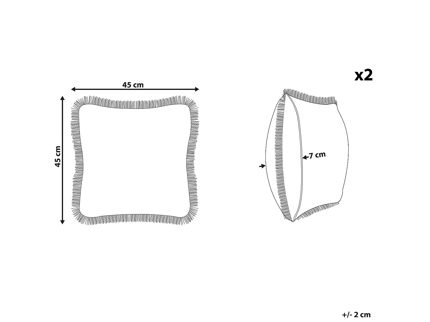 Conjunto de 2 cojines decorativos POTHOS Terciopelo 45 x 45 cm Beige Liso