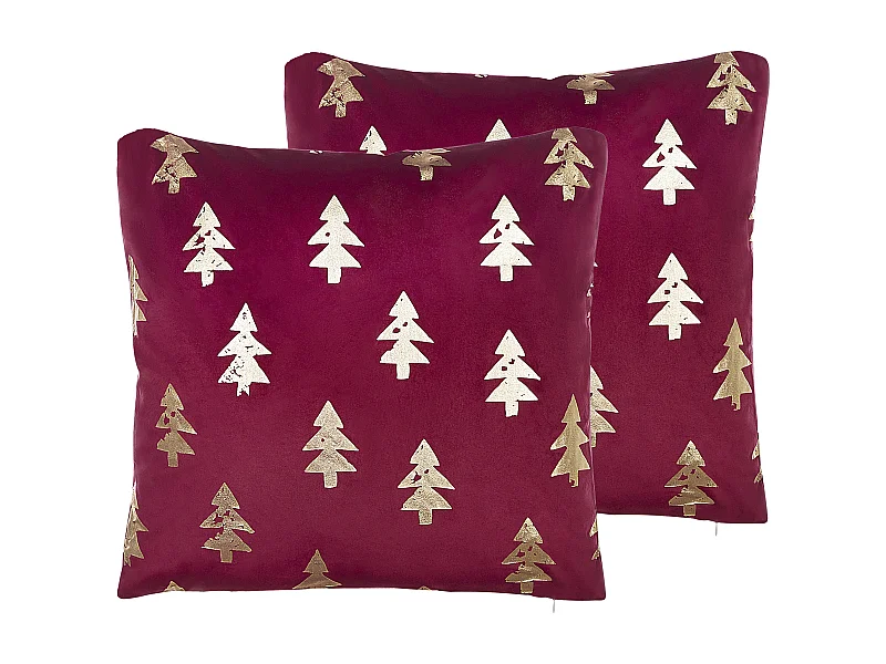 Dekokissen 2er Set CUPID Samtstoff 45 x 45 cm Rot Weihnachtsmotiv