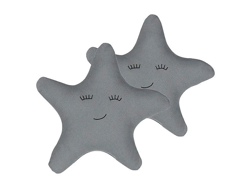 Dekokissen 2er Set 40 x 40 cm Kinderkissen Baumwolle Sternenform grau Bhopal