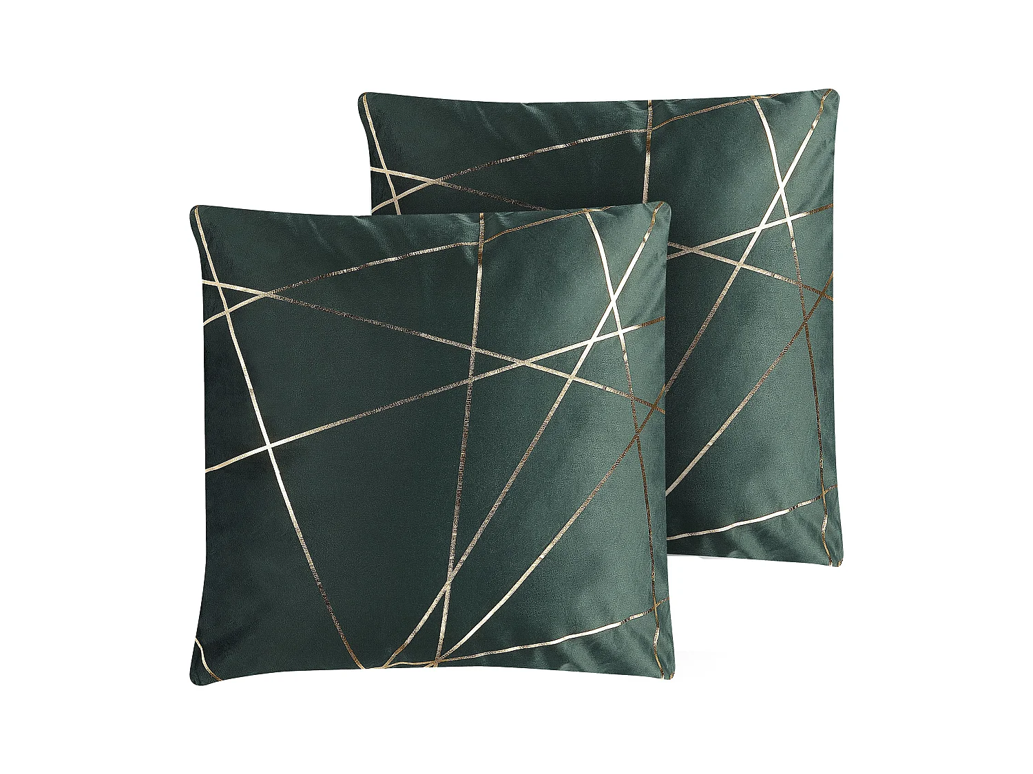 Lot de 2 coussins décoratifs PINUS Velours 45 x 45 cm Vert foncé Motif géométrique