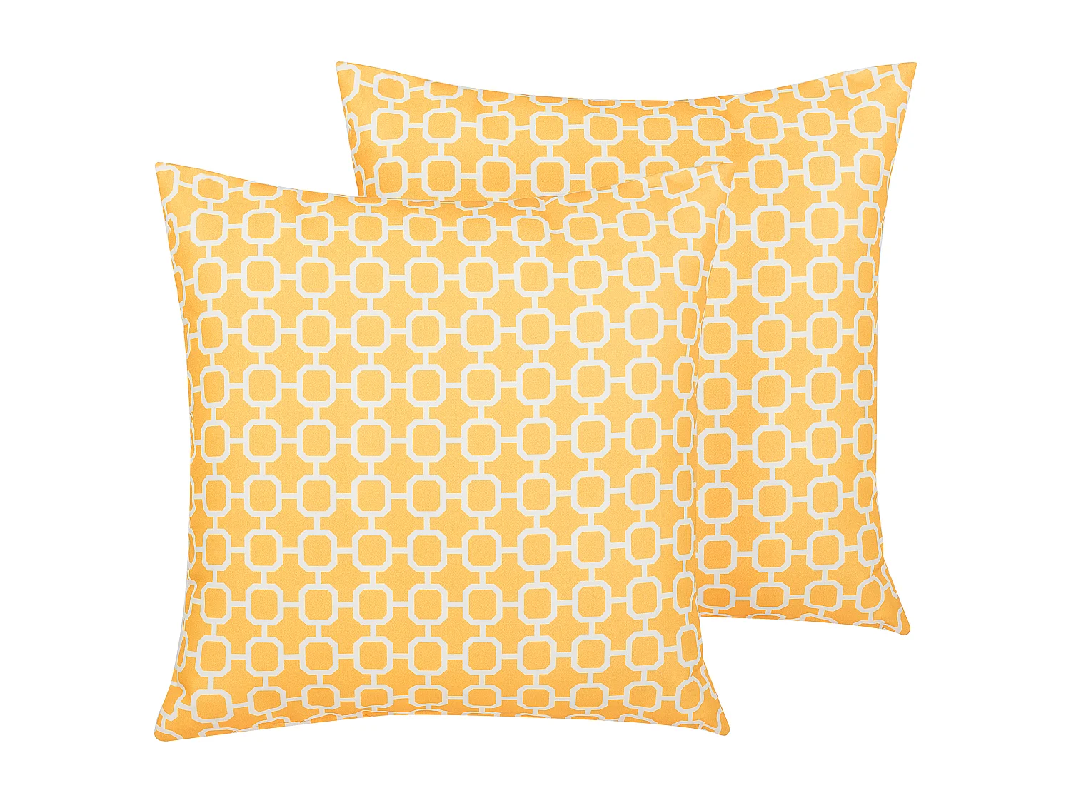 Stilvolles Gartenkissen im 2er Set geometrisches Motiv 40 x 40 cm gelb