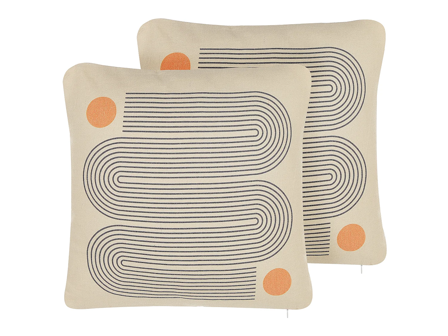 Set of 2 Decorative Cushions CALIBRACHOA 45 x 45 cm White Geometric Pattern