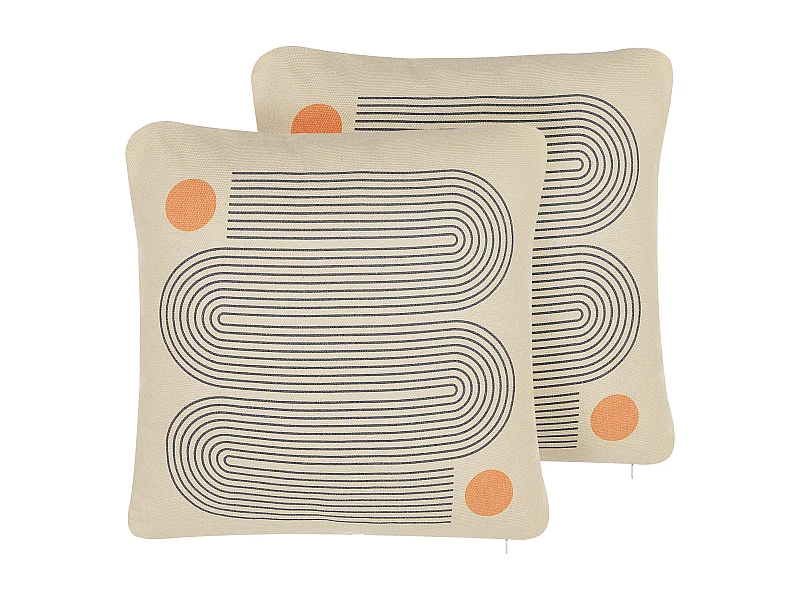 Set van 2 decoratieve kussens CALIBRACHOA 45 x 45 cm Wit Geometrisch patroon