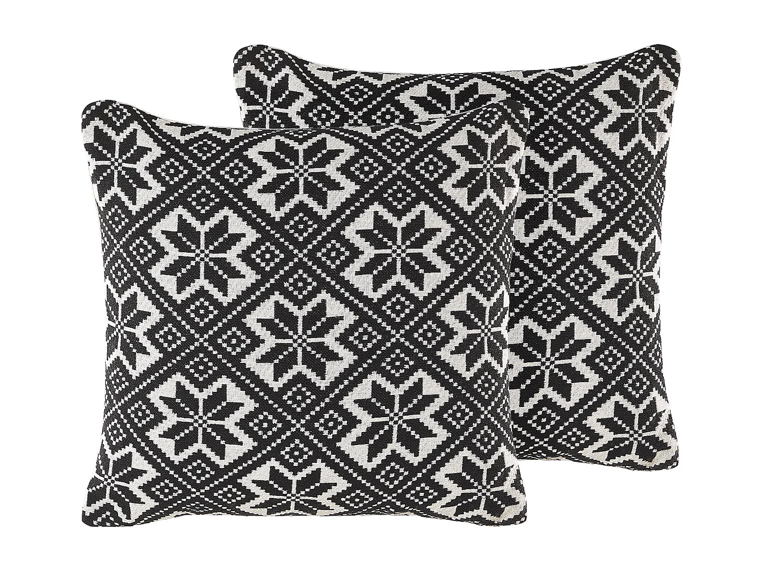 Dekokissen mit Füllung 2er Set schwarz / creme geometrisch 45x45 cm Beskoz