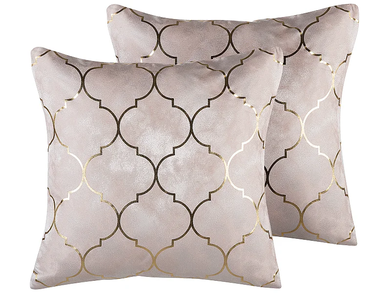 Zestaw 2 poduszek dekoracyjnych ALYSSUM 45 x 45 cm Różowy Wzór marokańskiej koniczyny