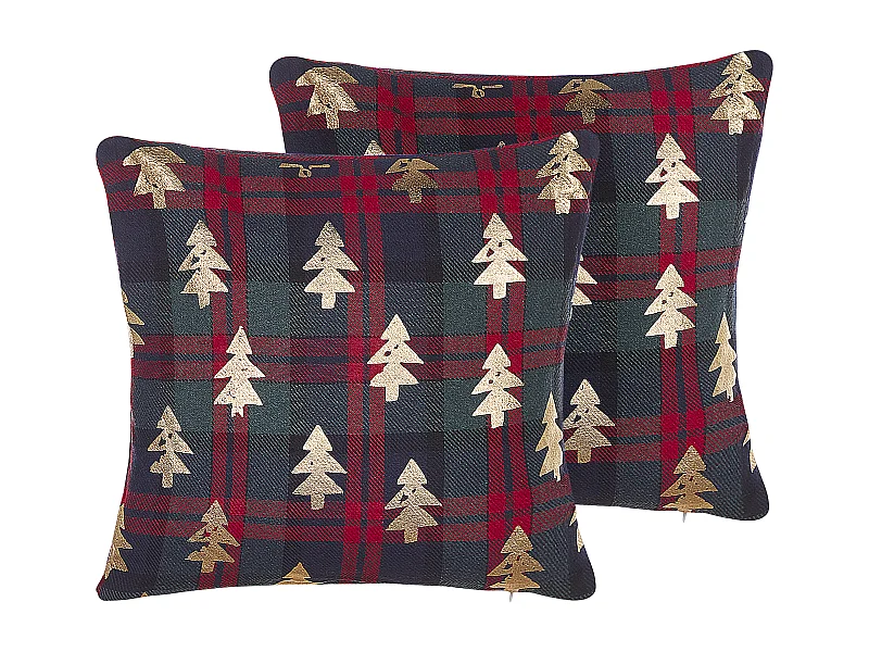 Lot de 2 coussins décoratifs CUPID 45 x 45 cm Vert foncé Motif de Noël