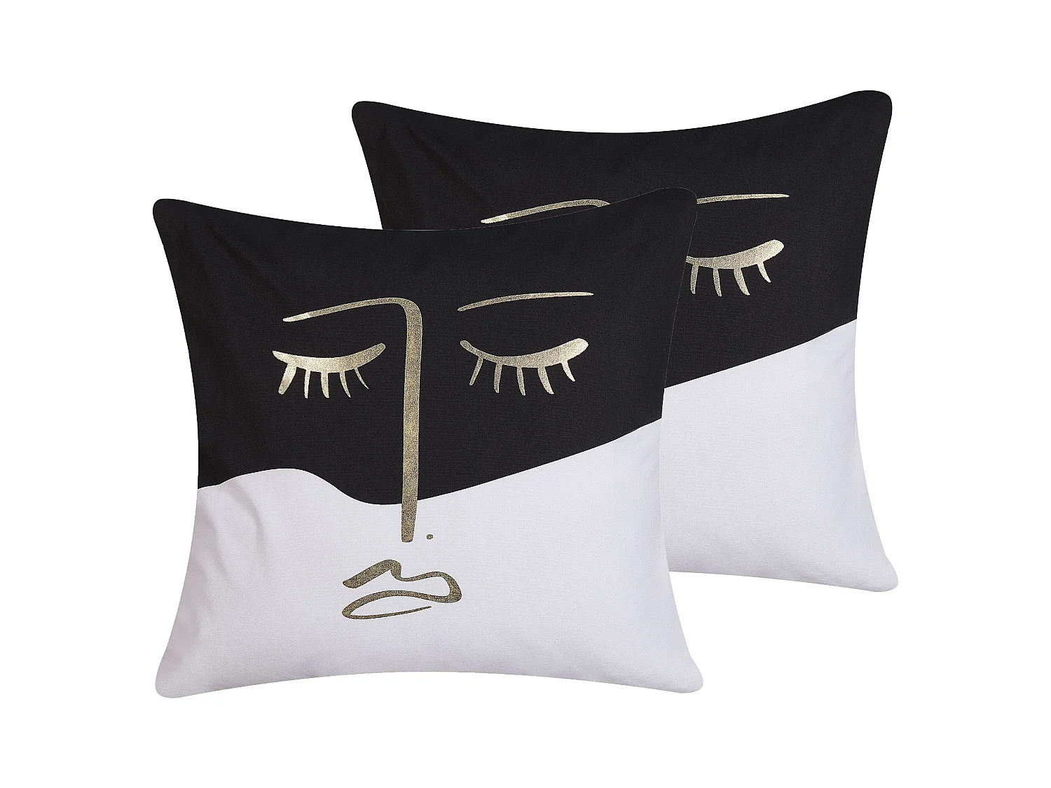 Lot de 2 coussins décoratifs ABELIA Coton 45 x 45 cm Noir/blanc Motif abstrait