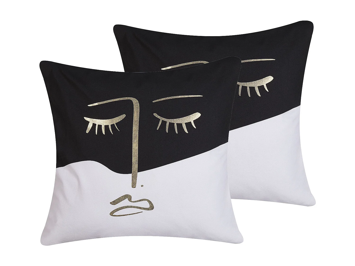 Conjunto de 2 almofadas decorativas ABELIA Algodão 45 x 45 cm Preto/Branco Padrão abstracto