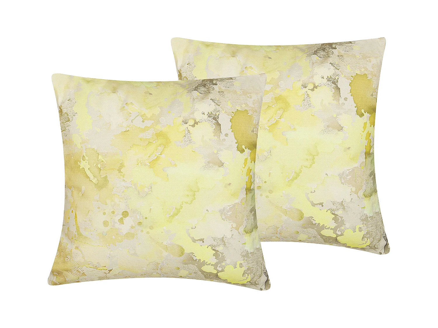 2er Set Dekokissen Kissen Fleckenmotiv Baumwolle gelb Abnehmbarer Bezug 45x45