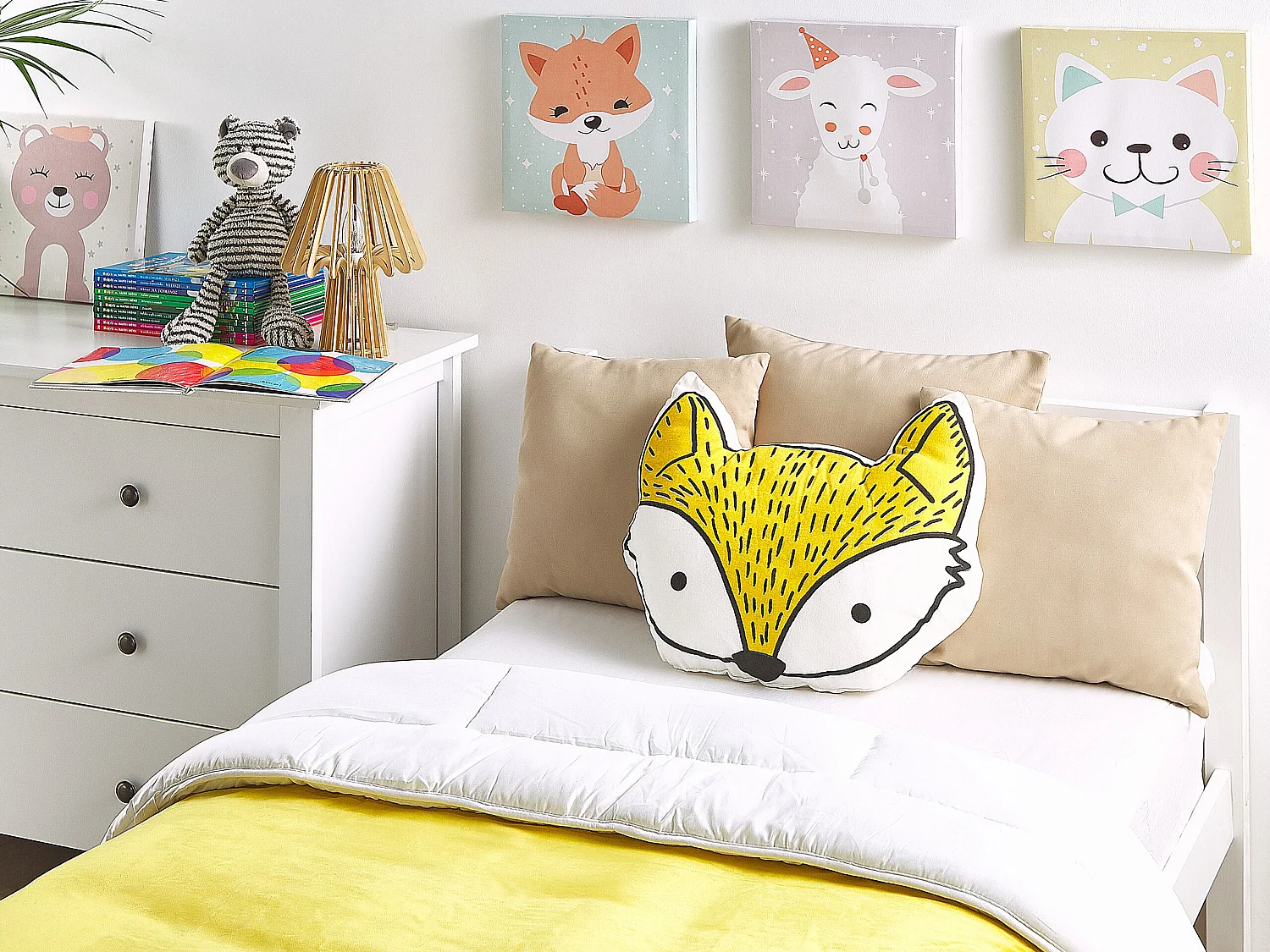 Lot de 2 coussins décoratifs renards jaunes 50 x 40 cm VADODARA