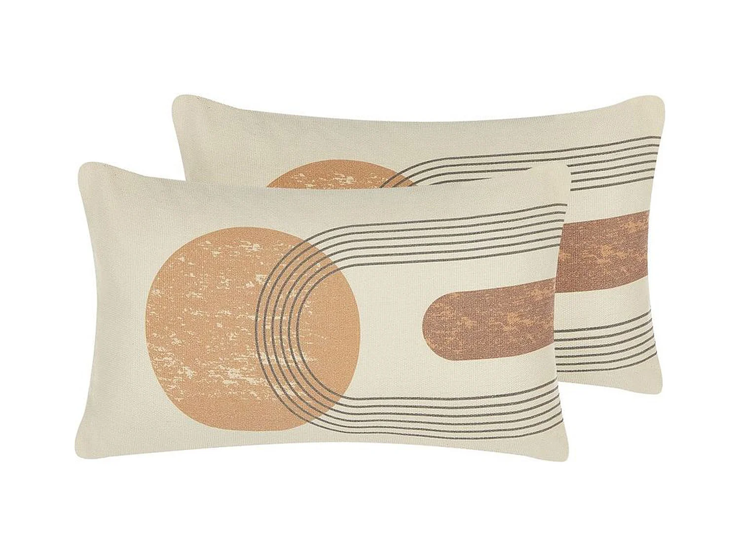 Lot de 2 coussins décoratifs NASTURTIUM 30 x 50 cm Beige Motif géométrique