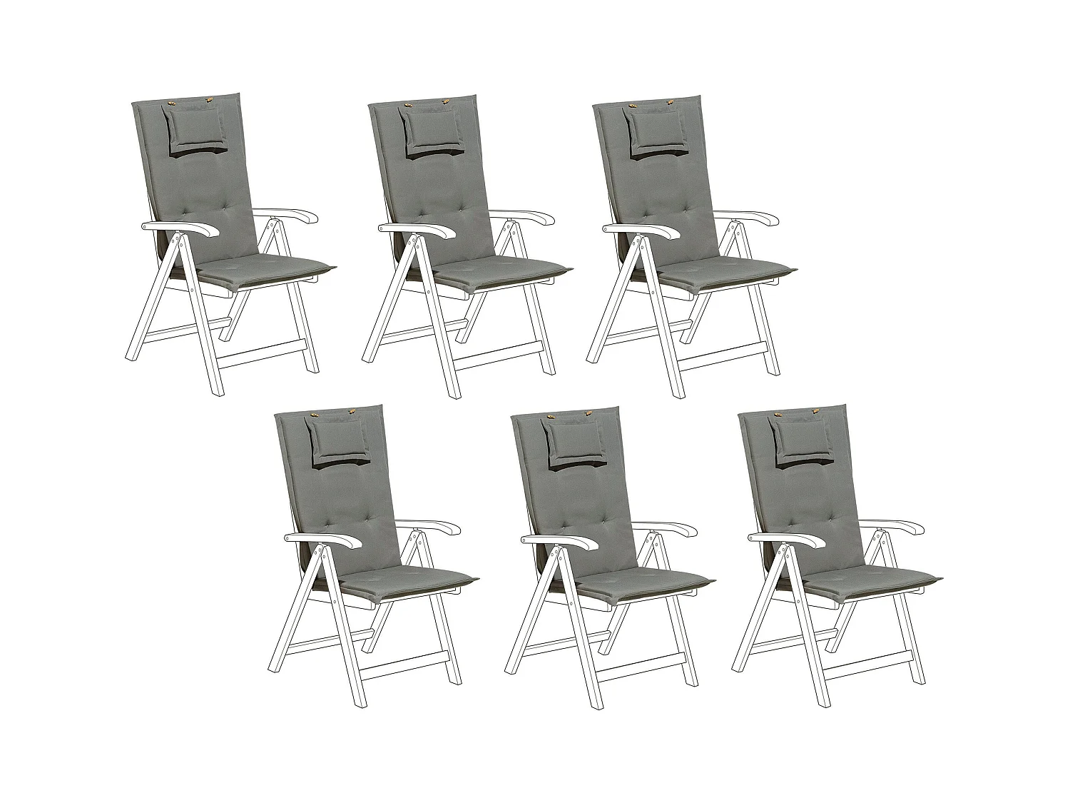 Set di 6 Cuscini Schiena/Seduta TOSCANA 50 x 70 cm Grigio
