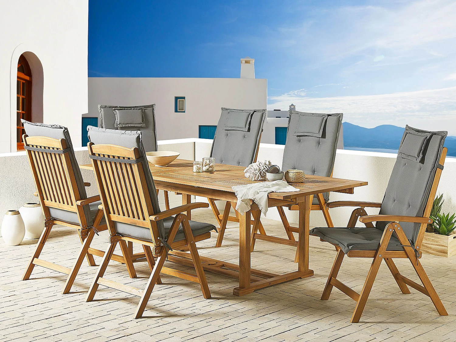 Set van 6 rug/zitkussens TOSCANA 50 x 70 cm Grijs
