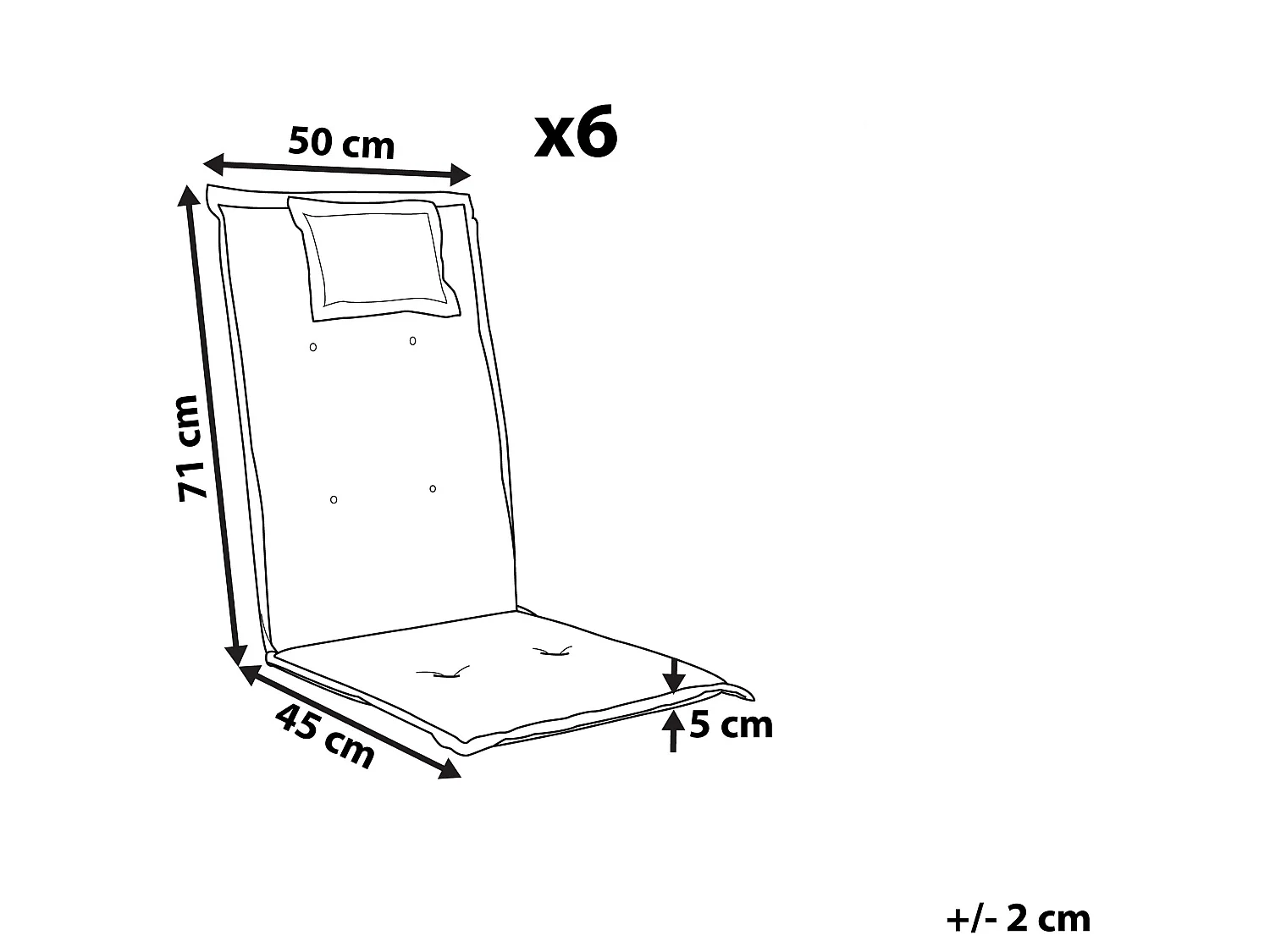 Conjunto de 6 almofadas de encosto/assento TOSCANA 50 x 70 cm Cinzento