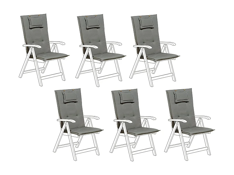 Set di 6 Cuscini Schiena/Seduta TOSCANA 50 x 70 cm Grigio