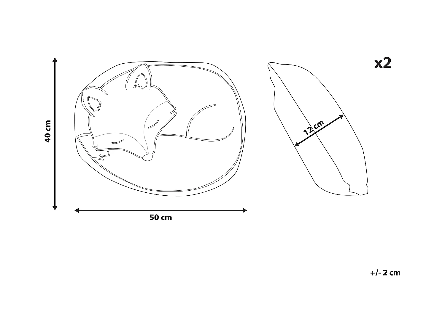 Dekokissen 2er Set Baumwolle 50 x 40 cm Fuchsmotiv gelb Kinderzimmer Dhanbad