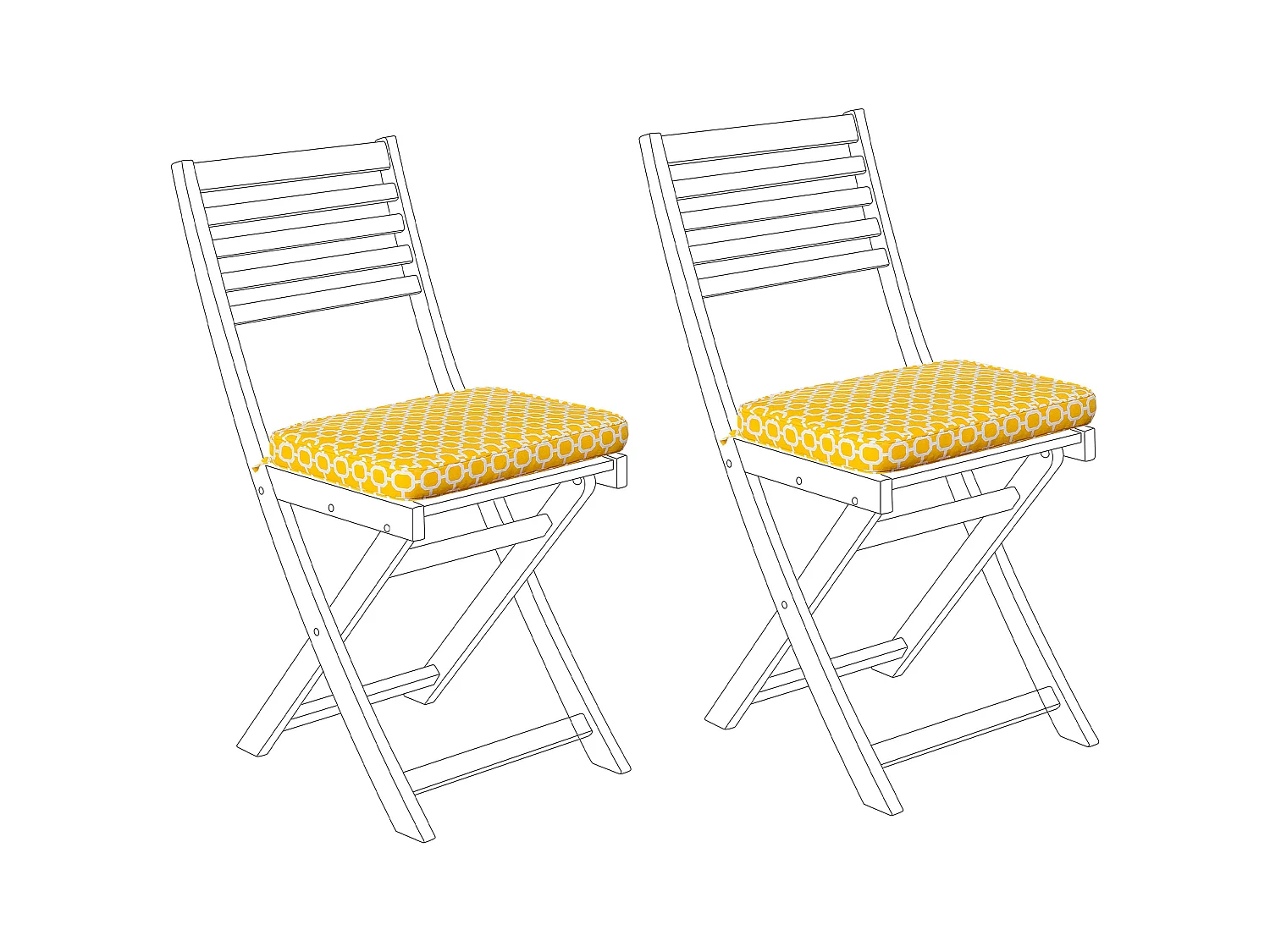 Lot de 2 coussins pour chaises de jardin FIJI 29 x 38 cm Jaune