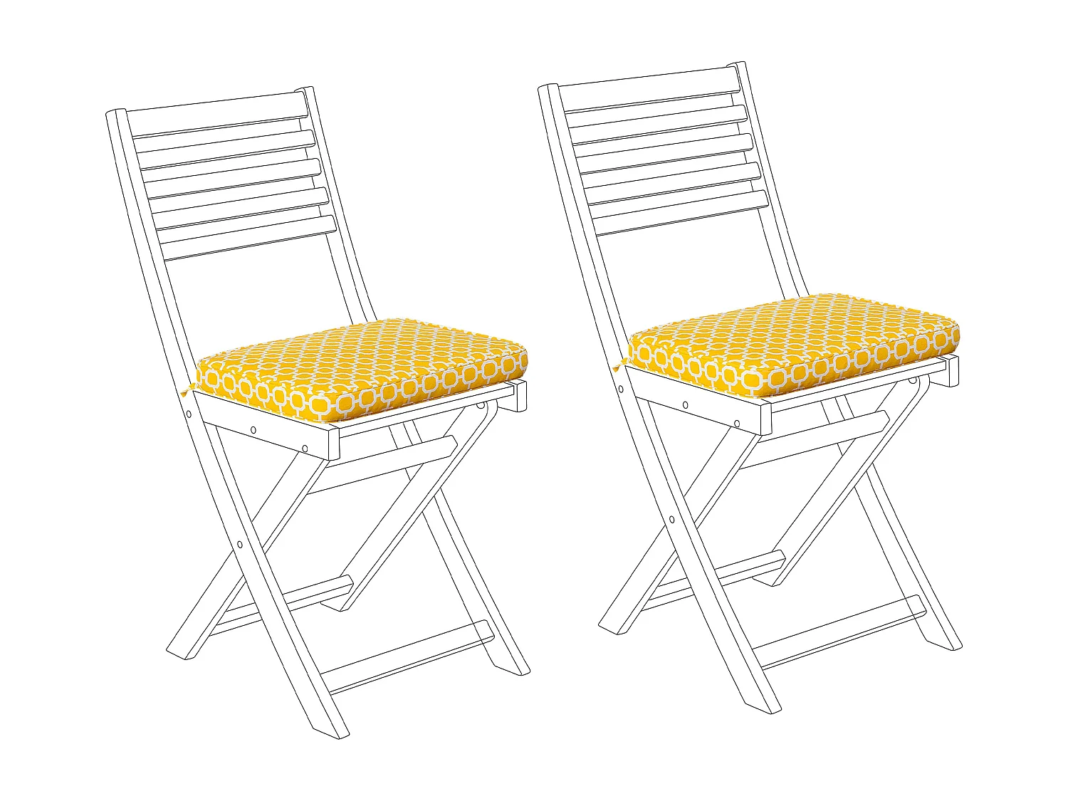 Auflagen für Gartenstuhl FIJI Polyester 2er Set 29x38 Gelb Geometrisch Muster