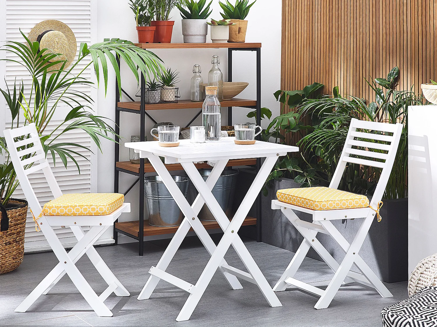 Auflagen für Gartenstuhl FIJI Polyester 2er Set 29x38 Gelb Geometrisch Muster