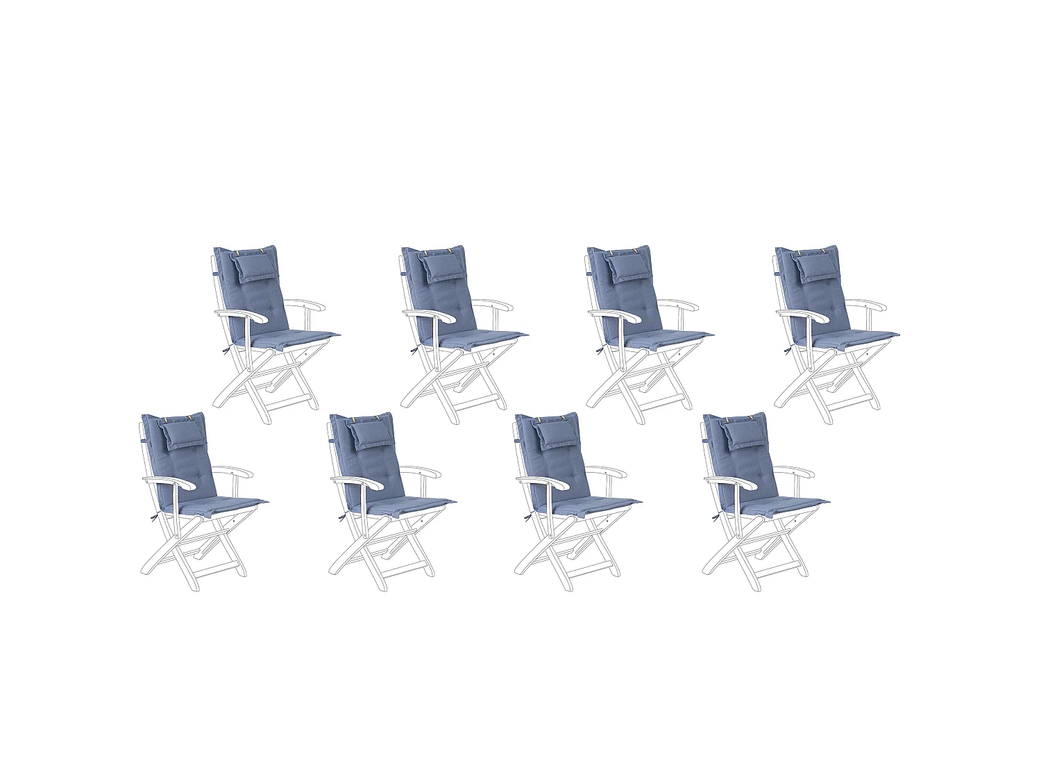 Conjunto de 8 cojines de respaldo/asiento MAUI 40 x 54 cm Azul