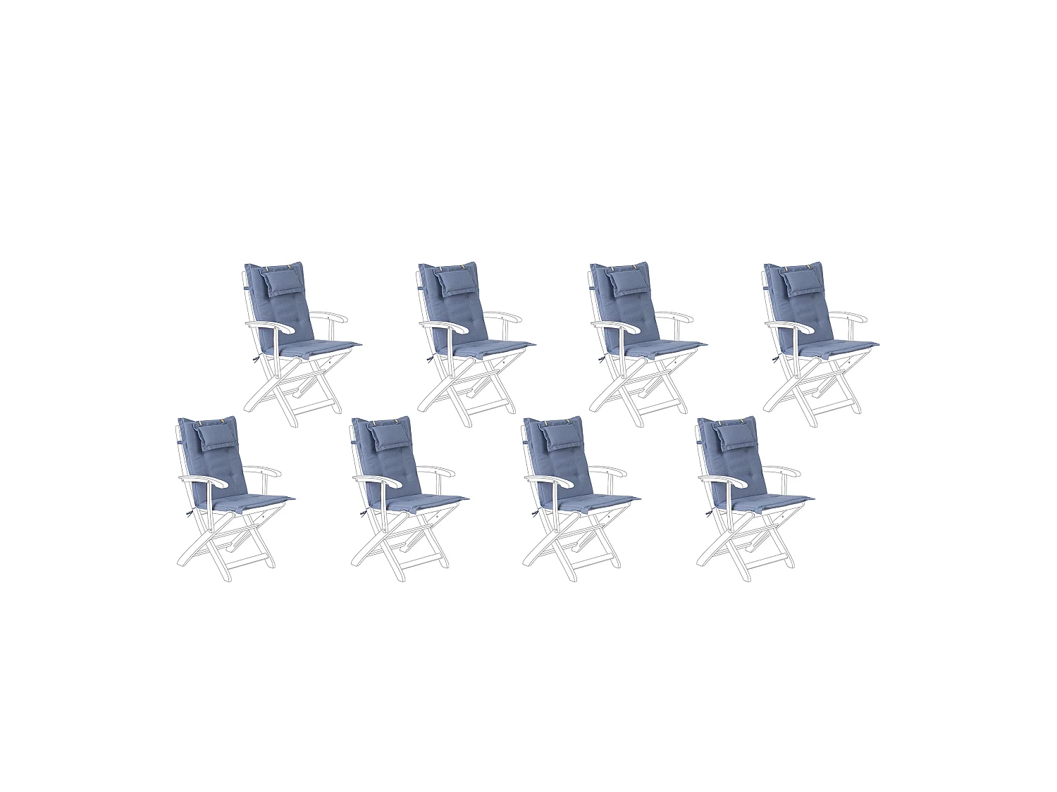 Set di 8 Cuscini Schiena/Seduta MAUI 40 x 54 cm Blu
