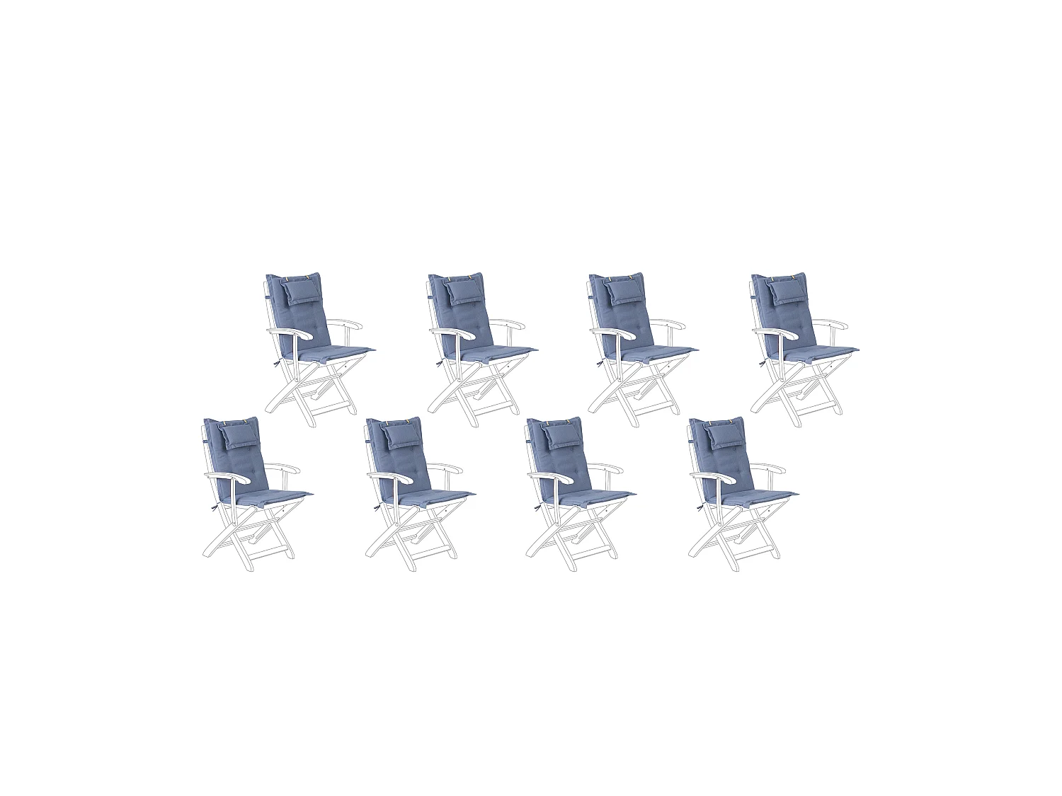 Lot de 8 coussins de jardin MAUI 40 x 54 cm Bleu