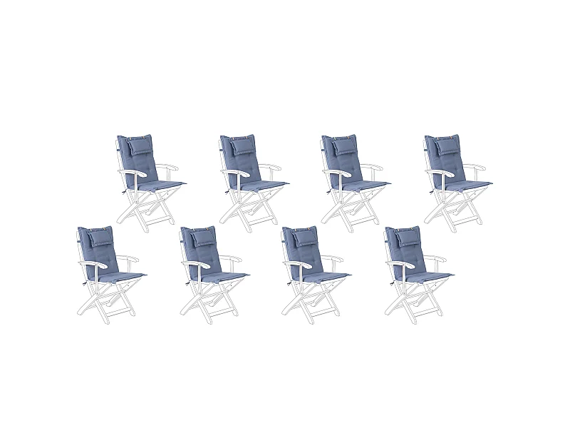 Set van 8 rug/zitkussens MAUI 40 x 54 cm Blauw