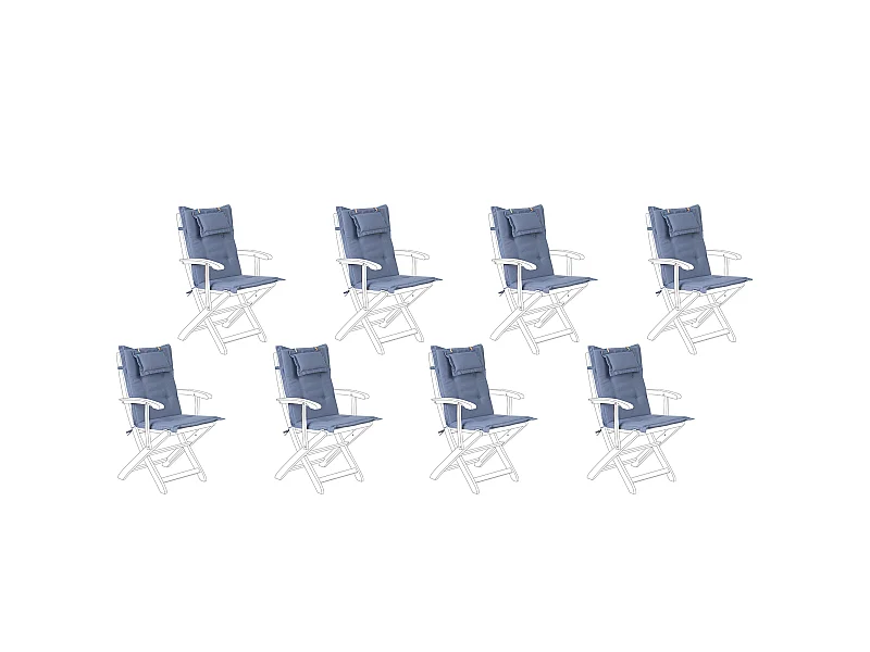 Set van 8 rug/zitkussens MAUI 40 x 54 cm Blauw
