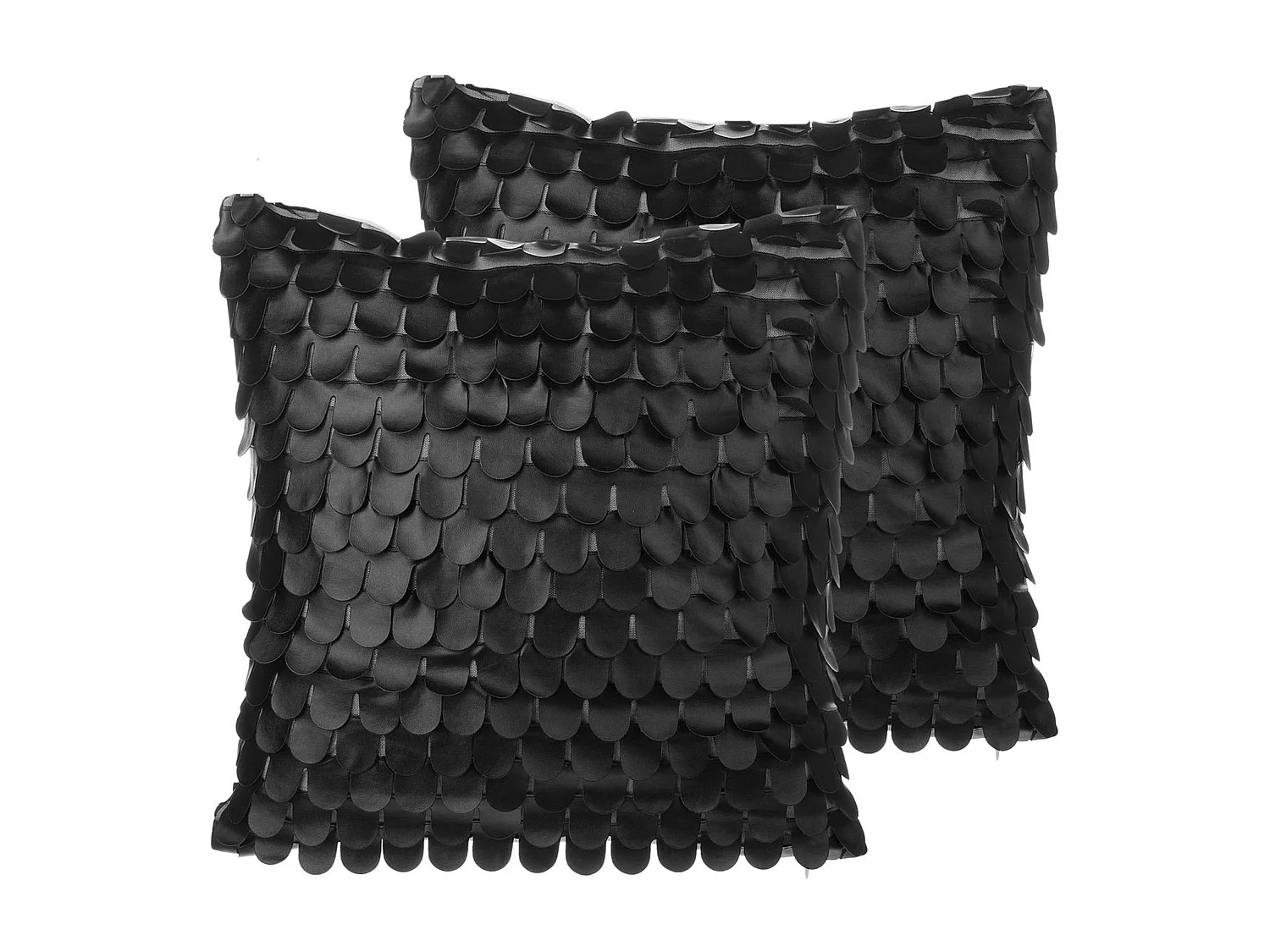 Set di 2 cuscini LOBELIA Pelle sintetica 45 x 45 cm Nero Tinta unita