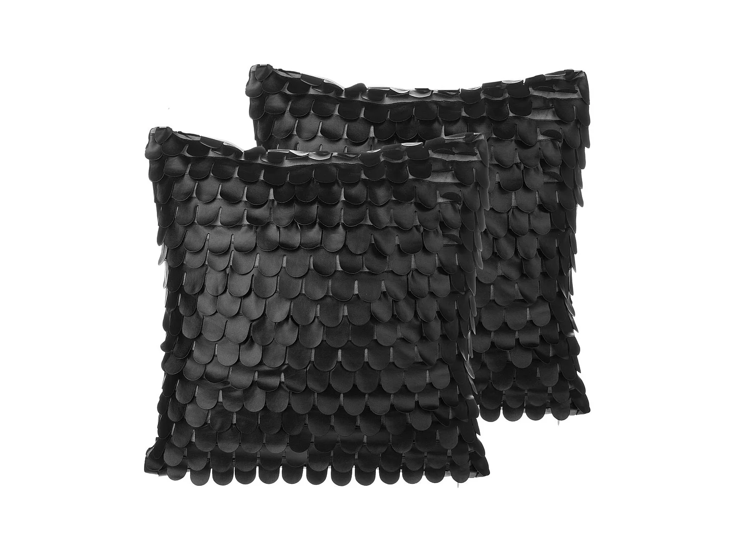 Lot de 2 coussins décoratifs LOBELIA Cuir PU 45 x 45 cm Noir Unicolore