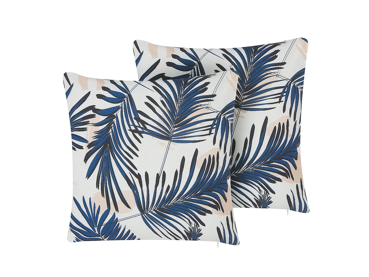 Conjunto de 2 almofadas de jardim ELATI Padrão de plantas 45 x 45 cm Azul marinho