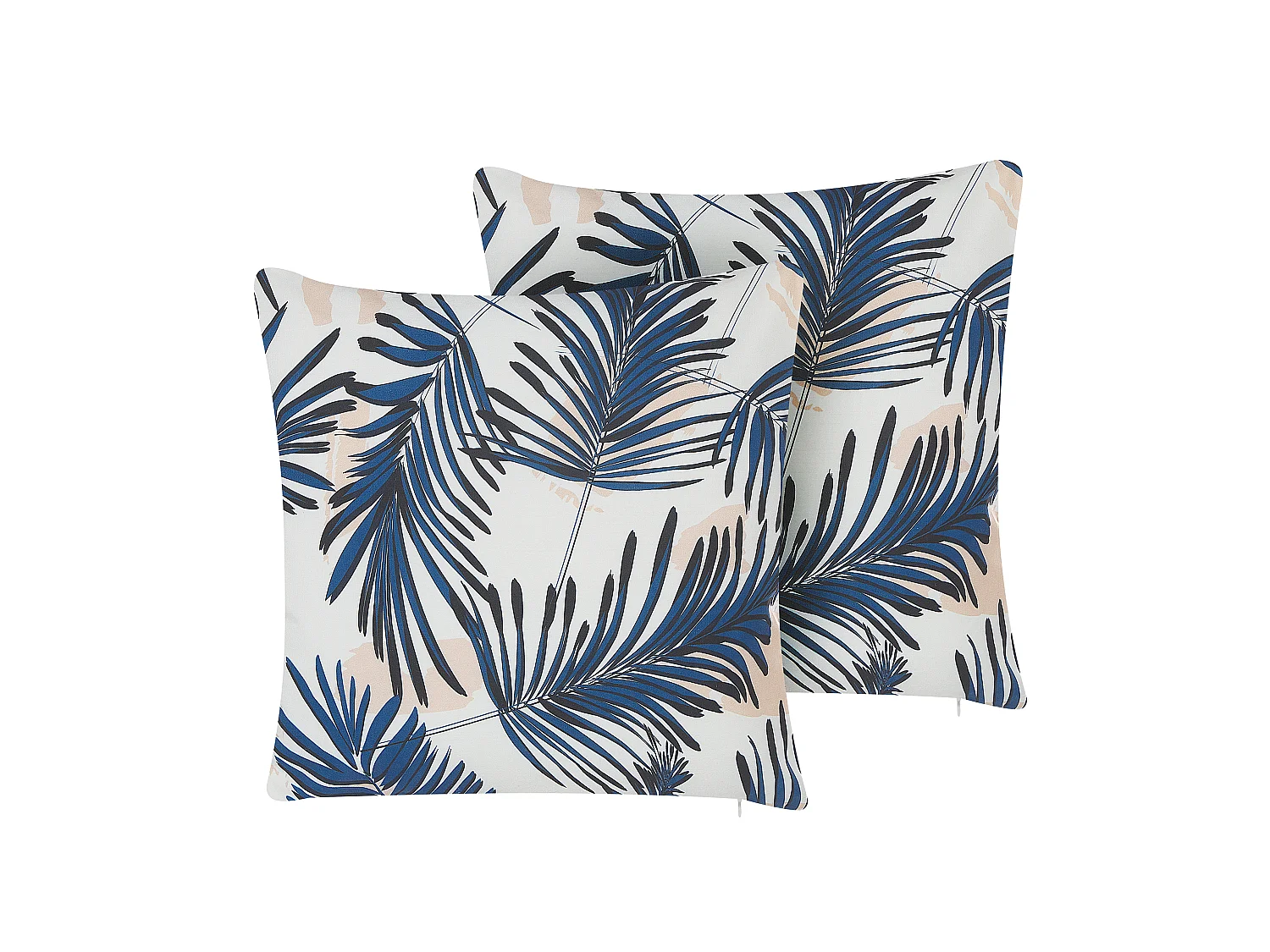 Lot de 2 coussins d'extérieur ELATI Motif de plante 45 x 45 cm Bleu marine