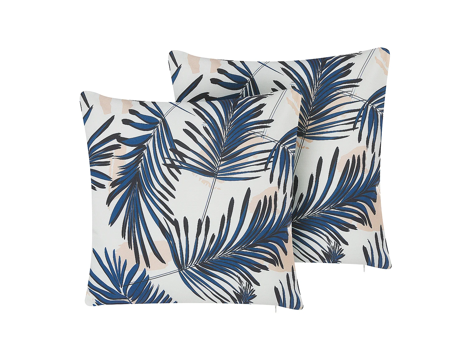 Gartenkissen 2er Set ELATI Pflanzenmuster 45 x 45 cm Marineblau