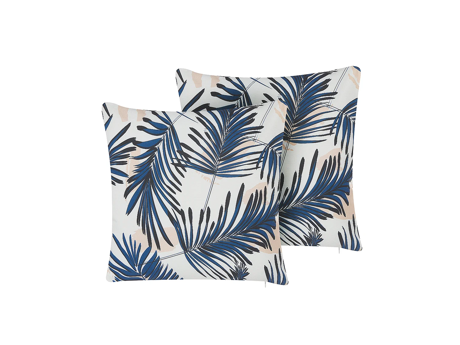 Lot de 2 coussins d'extérieur ELATI Motif de plante 45 x 45 cm Bleu marine