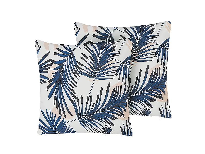 Set di 2 cuscini da esterno ELATI Trama di piante 45 x 45 cm Blu marino